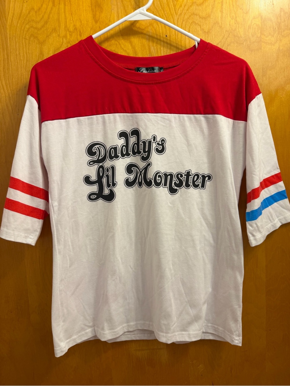 Harley Quinn Daddy's Lil Monster Red & White Woman’s Tee Size M